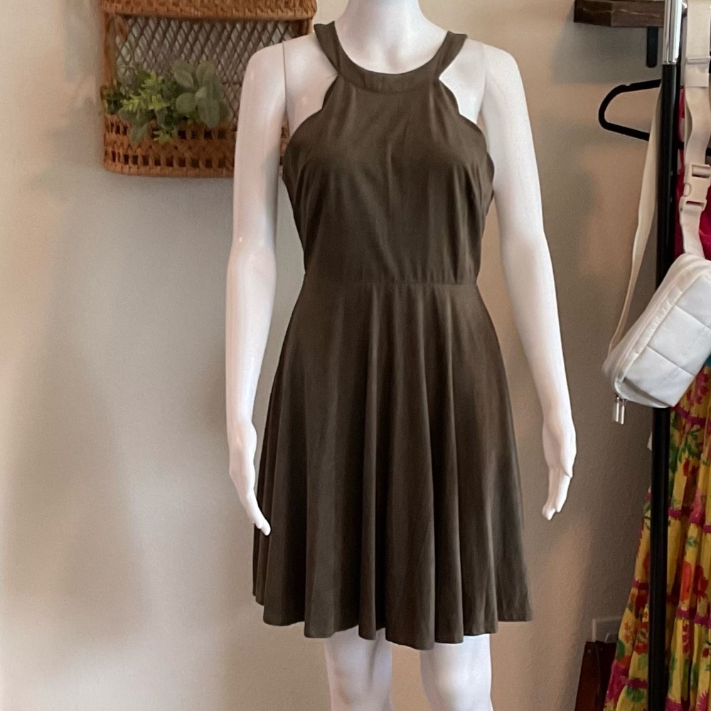 Altar’d State, Beautiful Forest Green Scalloped Sleeve Dress, Size Medium